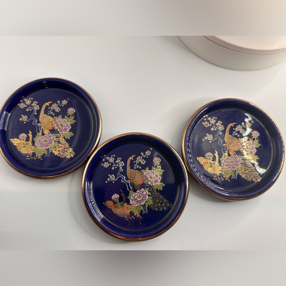 Vintage Trinket Trays - Set of 3 Trays with Caddy